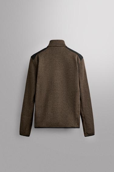 COMBINED KNIT POLAR CARDIGAN — Brown / Green 2