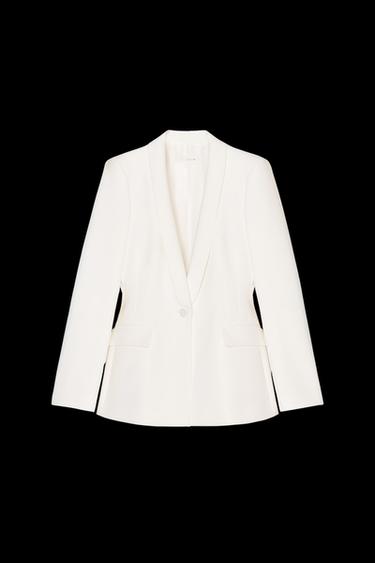 Zara FITTED SHOULDER PAD BLAZER - Ecru - Image 0