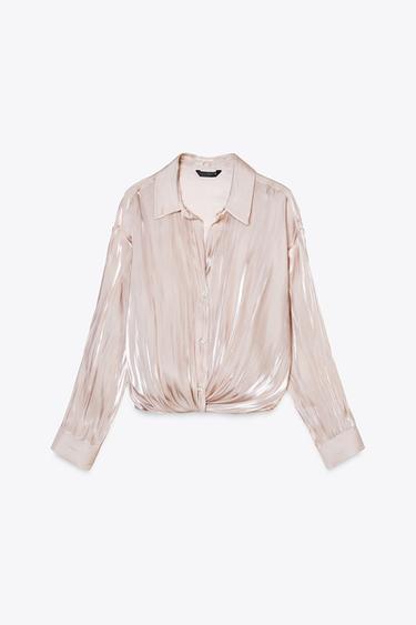 TWISTED SATIN BLOUSE - Pastel pink by Zara