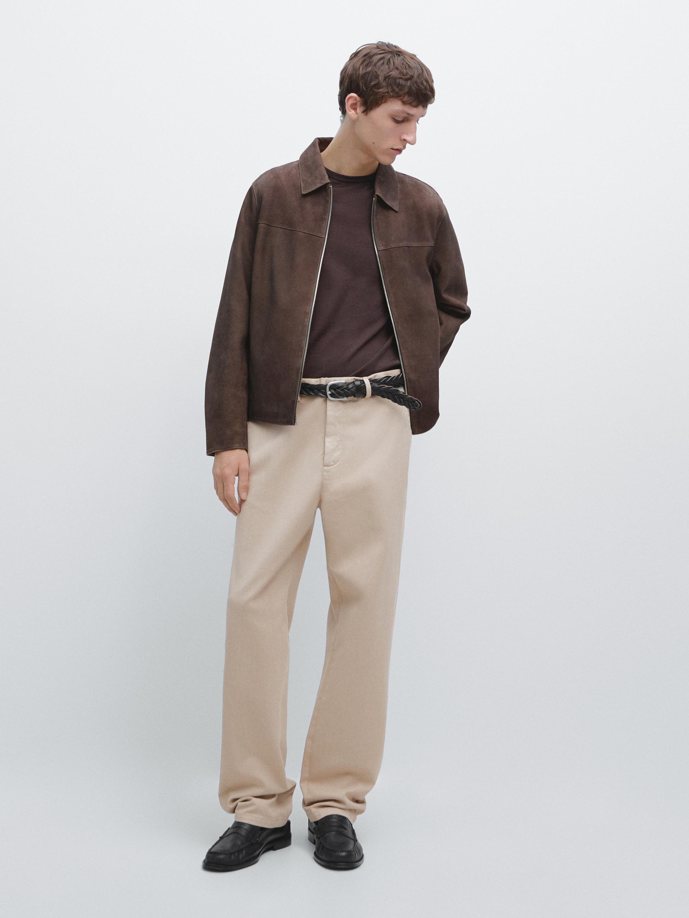 Cotton twill pants with elasticated waistband