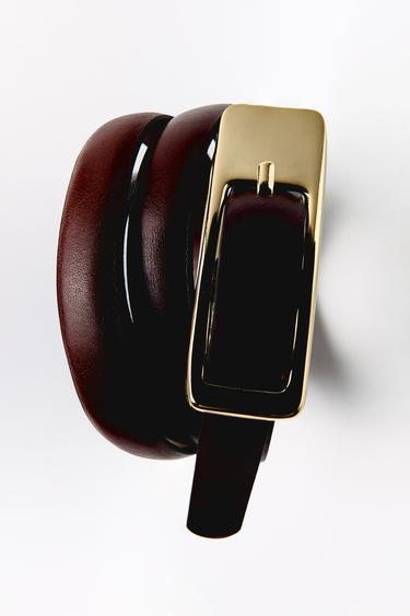 Zara RECTANGULAR BUCKLE THIN BELT - Brown