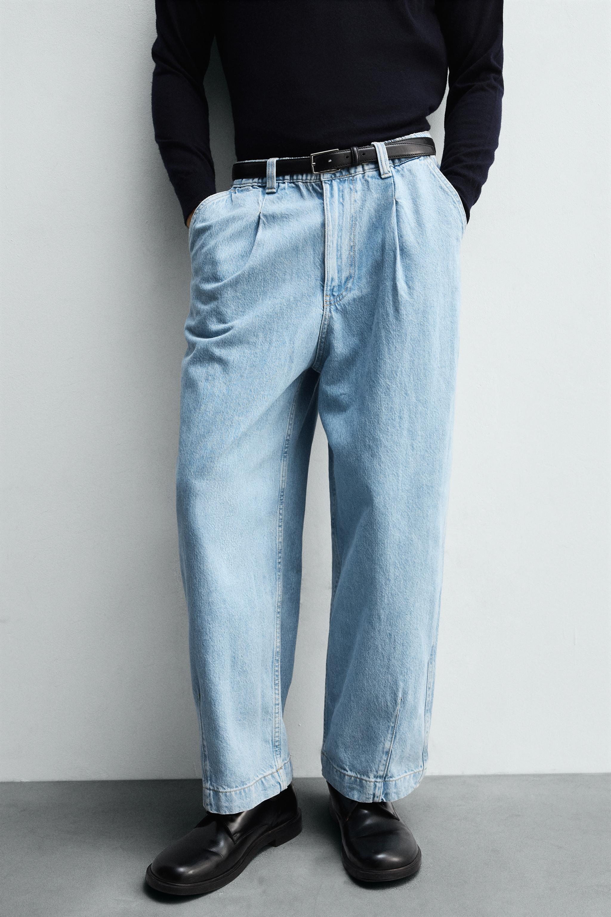 PANTALON DENIM CHINO COUPE AMPLE À PLIS