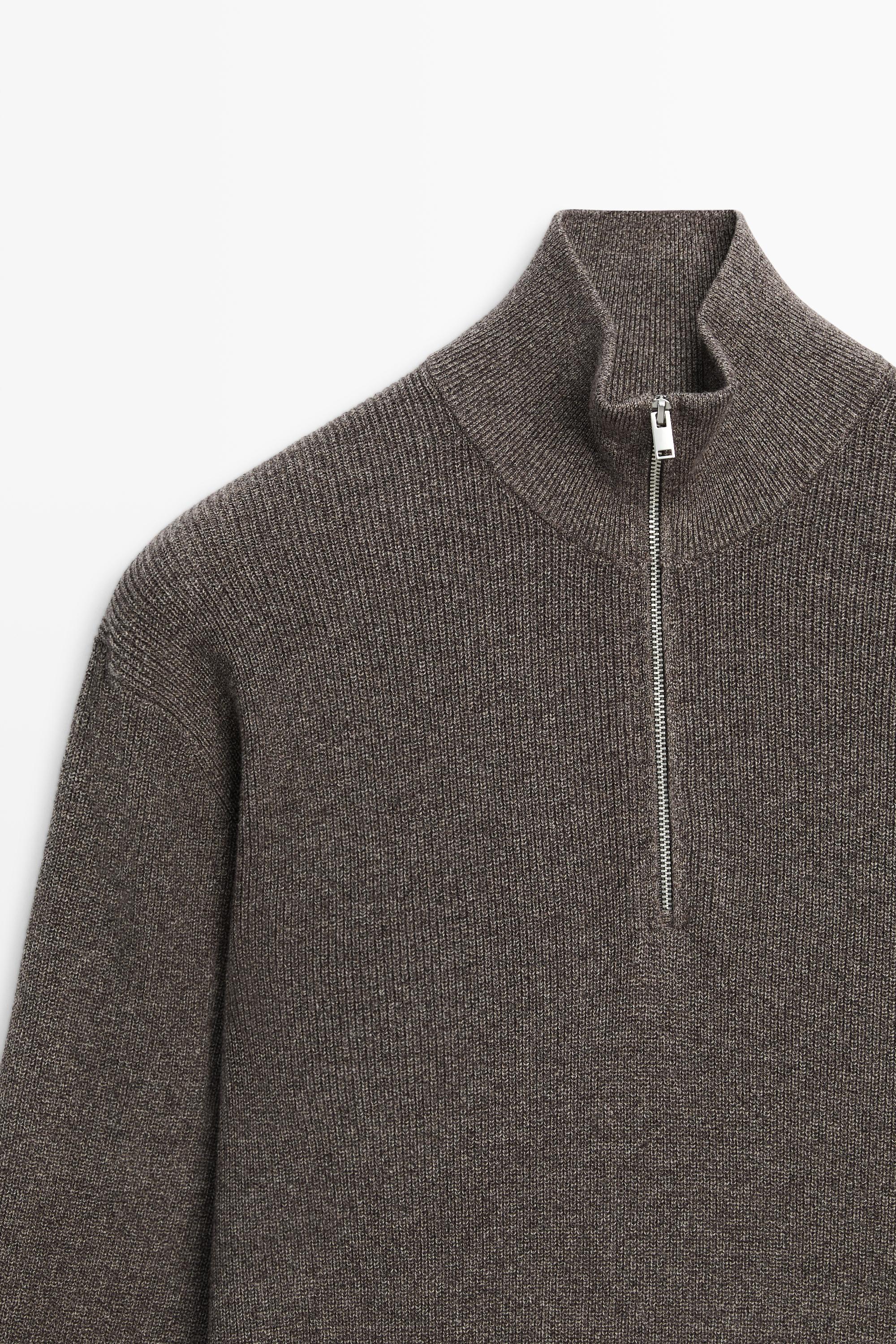 Mock neck knit sweater with zip