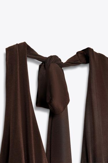 ROBE LONGUE DOS NU COL MONTANT - Chocolat de Zara - Image 7