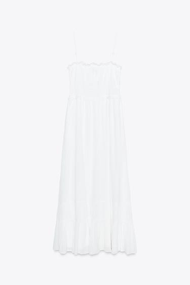 VOLUMINOUS GAUZE MIDI DRESS - White by Zara