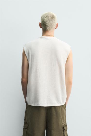 WASHED PRINTED KNIT TANK TOP - Oyster-white by Zara - Image 2