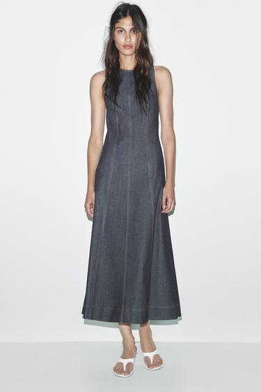 VESTIDO MIDI DENIM - Índigo de Zara - Imagen 0