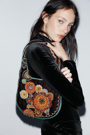 BOLSA DE HOMBRO BORDADA - Multicolor de Zara - Imagen 0