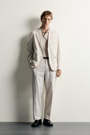 Zara RELAXED FIT WASHED SUIT TROUSERS - Ice