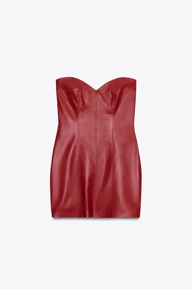 FAUX LEATHER MINI DRESS - Dark red by Zara - Image 0