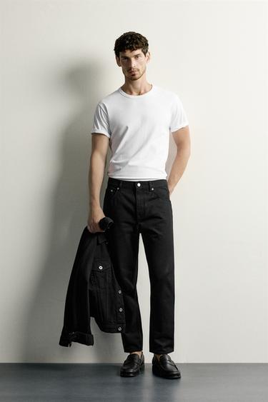 SLIM FIT CROPPED TAPERED JEANS - Black by Zara