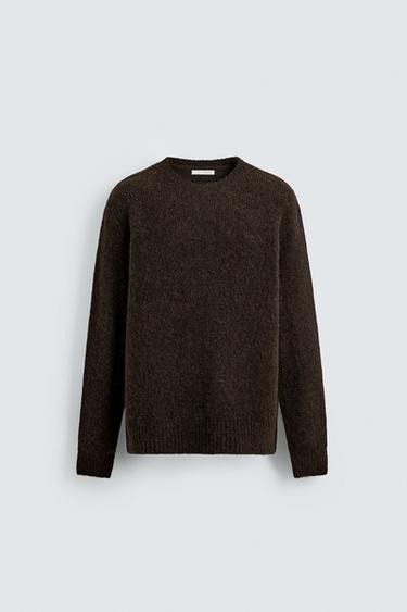 TEXTURED WOOL BLEND JUMPER - Chocolate by Zara