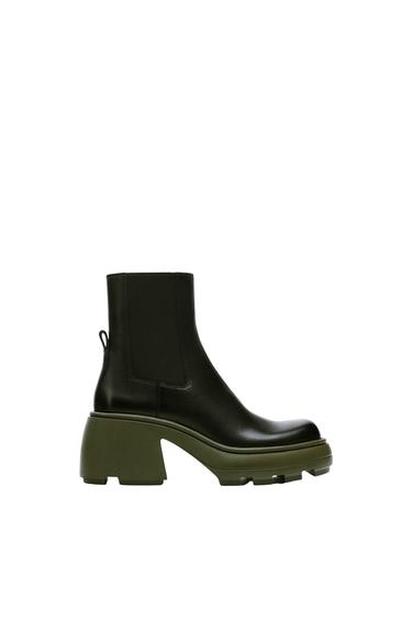 LUG SOLE HEELED LEATHER ANKLE BOOTS