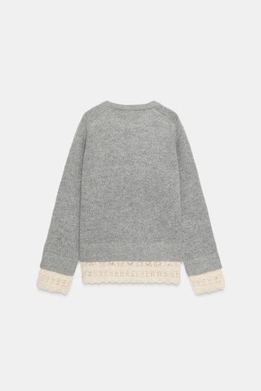 PULL EN MAILLE BIMATIÈRE - Gris chiné de Zara - Image 6