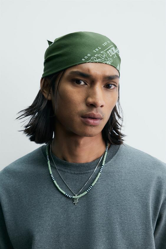 BANDANA ESTAMPADO GEOMÉTRICO GRÁFICO - Verde de Zara - Imagen 0
