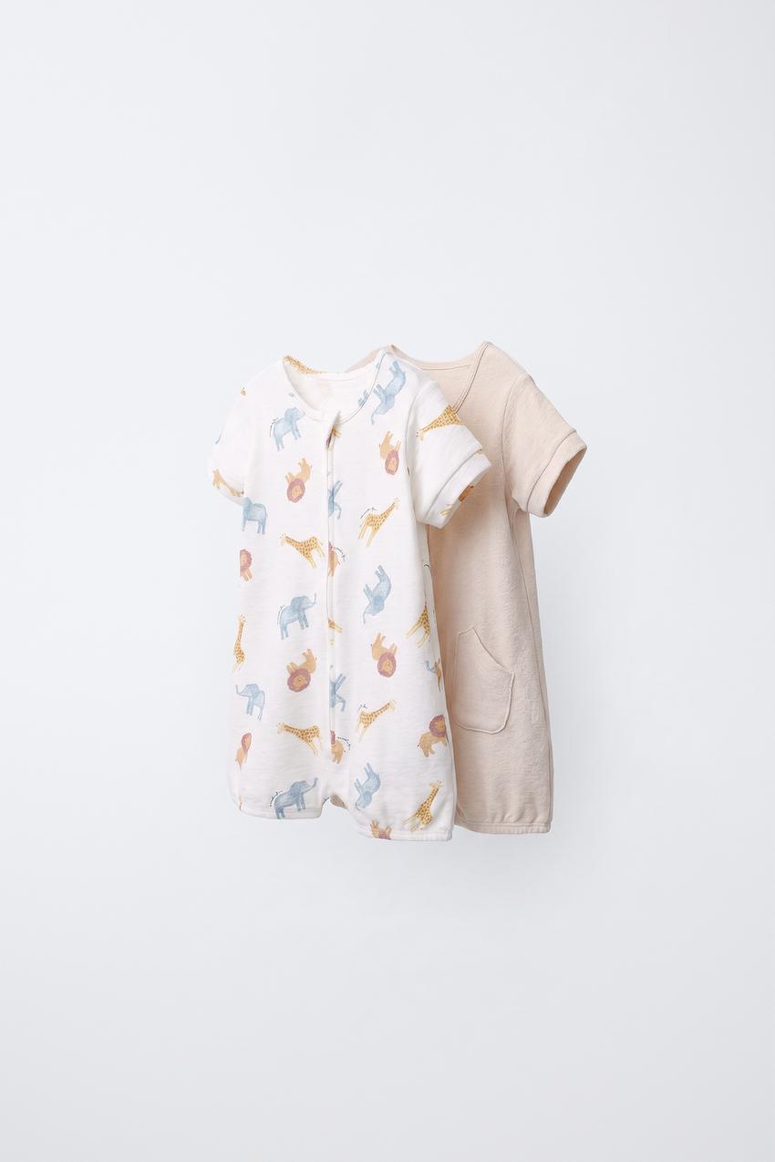アニマル柄ロンパース 2枚セット - ベージュ | ZARA Japan / 日本