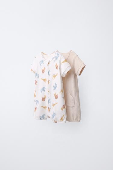 TWO-PACK OF ANIMAL PRINT SLEEPSUITS - Beige by Zara
