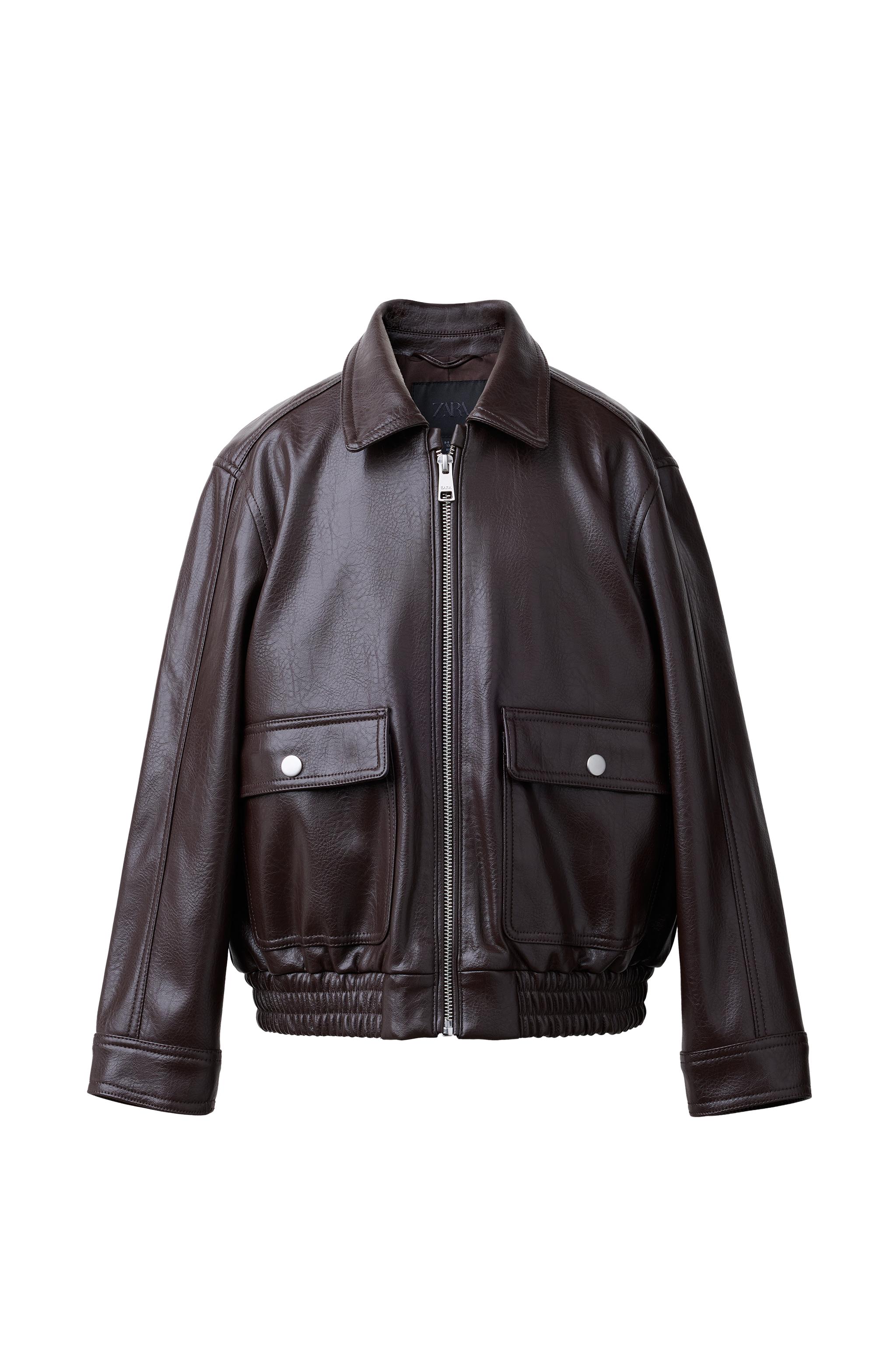 ポケット付きフェイクレザージャケット - ブラウン | ZARA Japan / 日本