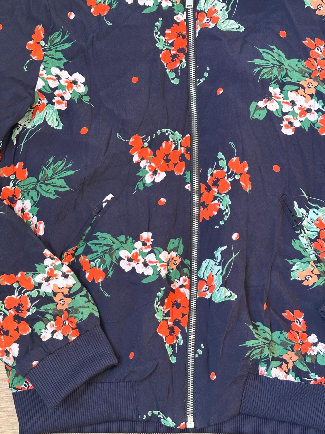 NAVY FLORAL BOMBER JACKET - Image 3
