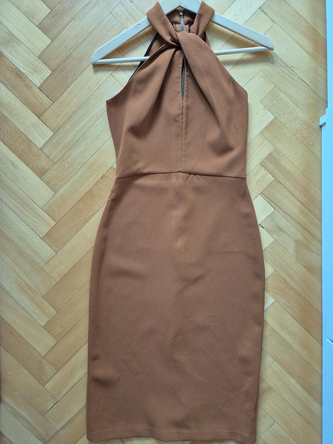 ROUD THE NECK MIDI DRESS WITH SLIT AND ZIP - Image 2