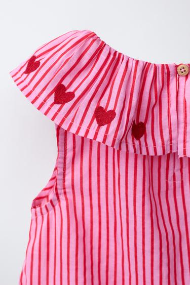 STRIPED EMBROIDERED TOP SISSEL EDELBO X ZARA KIDS - Fuchsia by Zara - Image 3