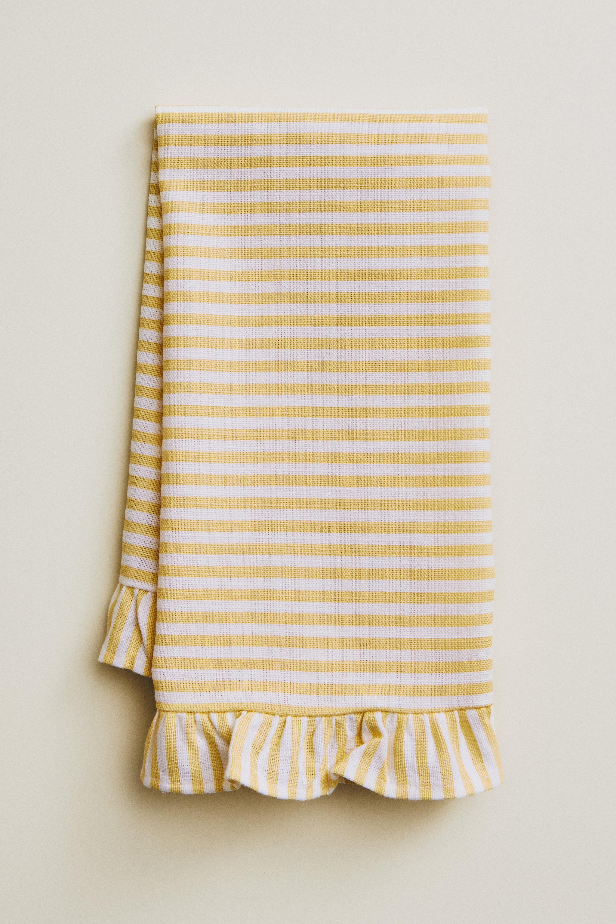 COTTON NAPKINS WITH RUFFLES (PACK OF 2) — Yellow