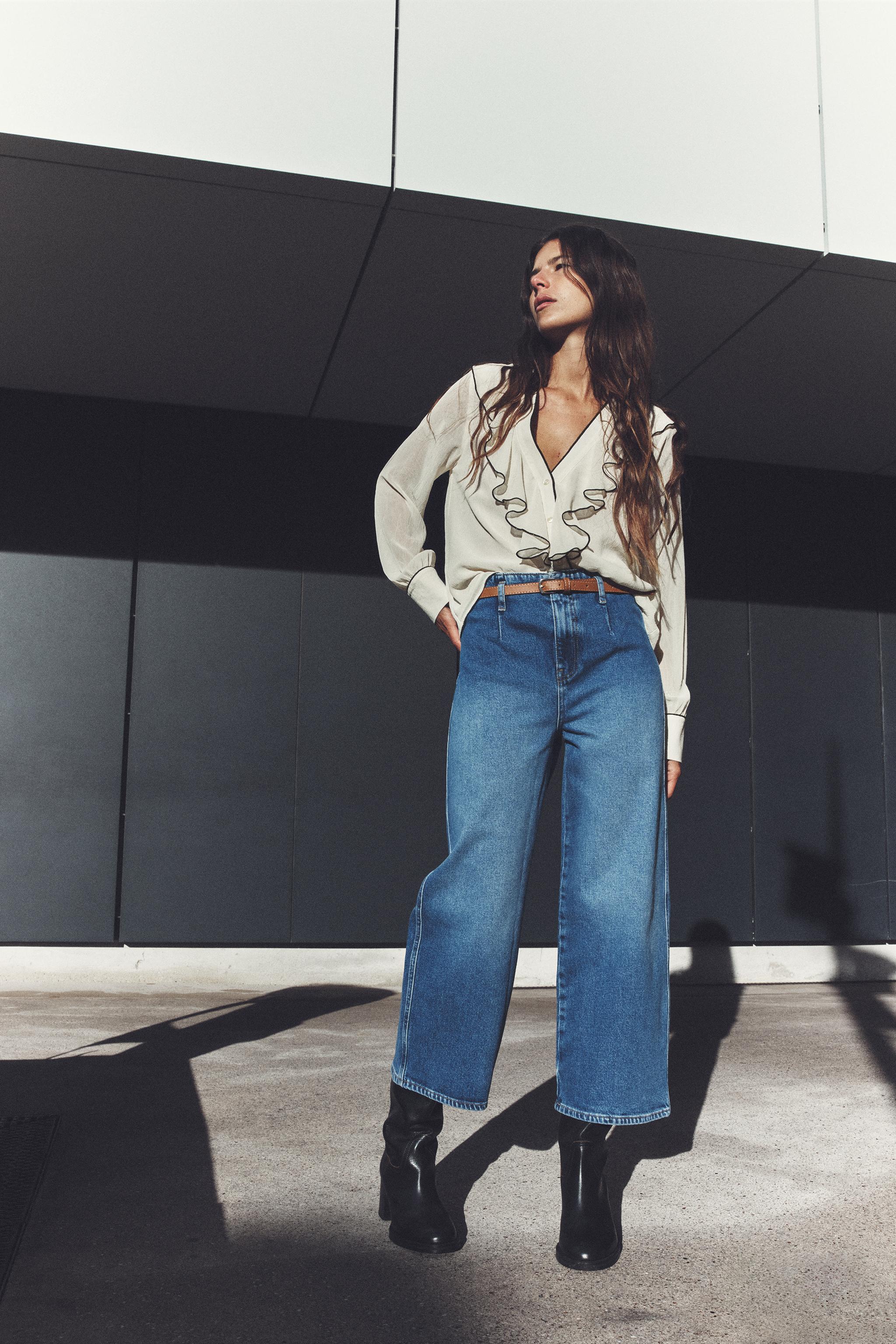 Z1975 BELTED HIGH RISE CROPPED WIDE LEG JEANS