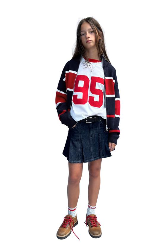 Zara STRIPED AND TEXT PRINT CARDIGAN - Dark navy - Image 0