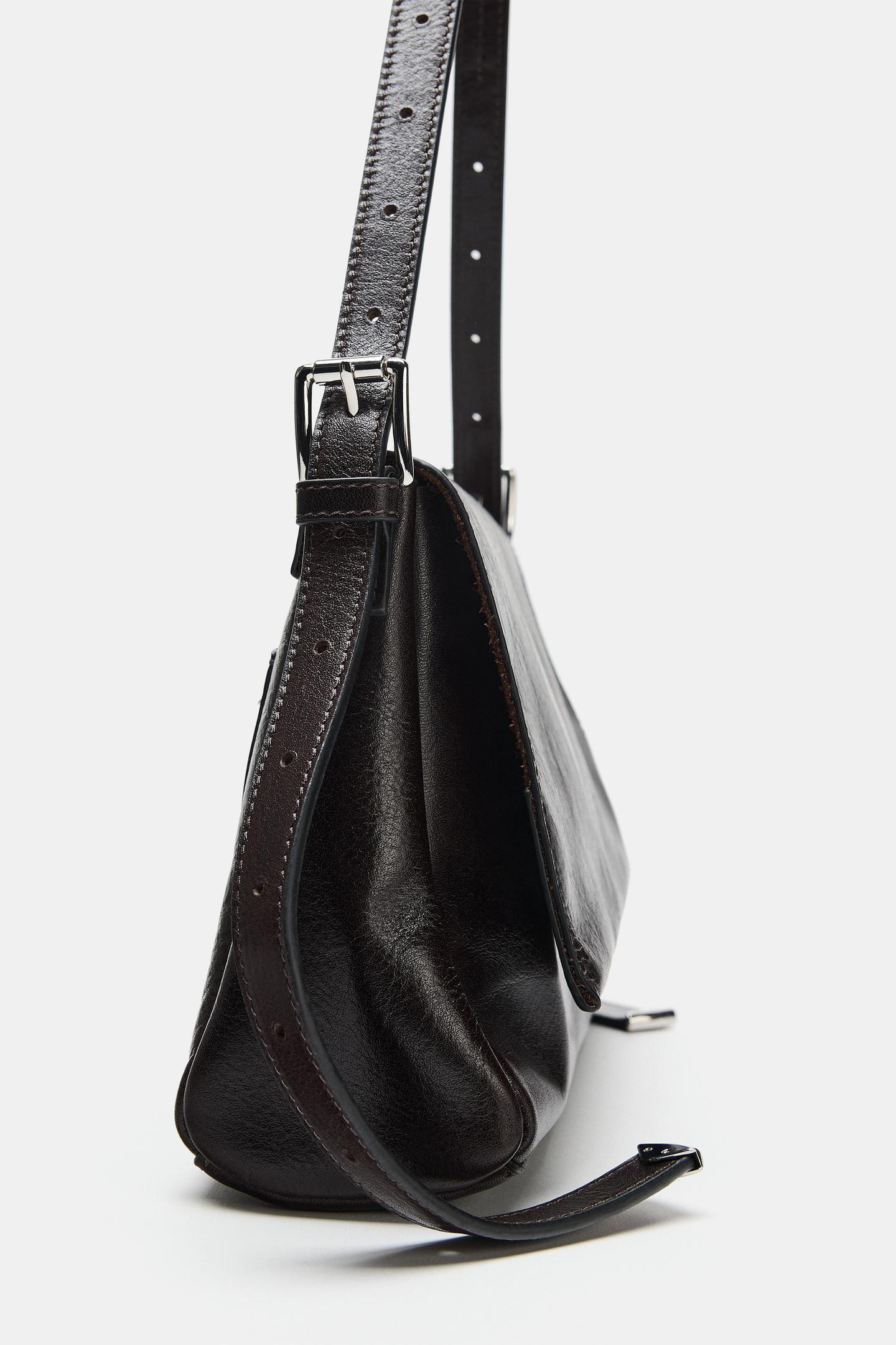 Женская сумка Zara Leather Flap Shoulder, цвет: Коричневый — фото 5