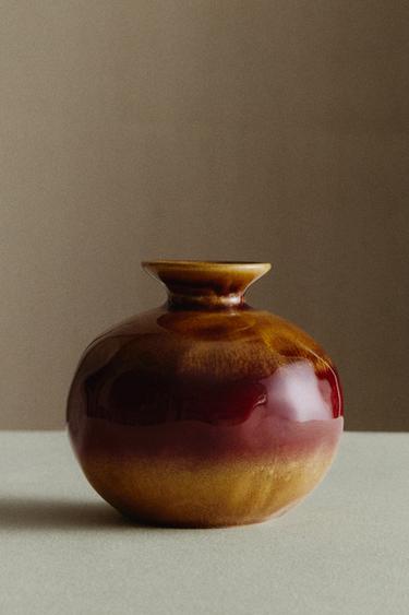 Zara SHORT COLORED CERAMIC VASE - Khaki