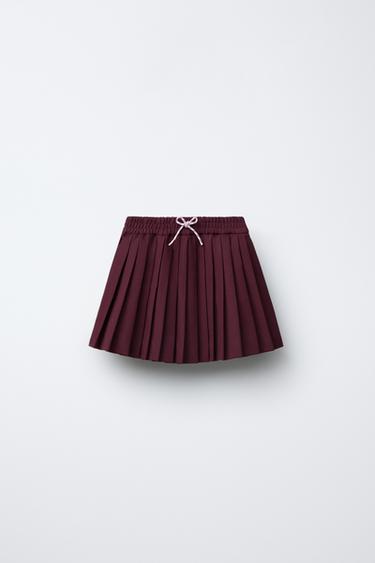 Zara BOX PLEAT SKIRT - Burgundy - Image 0