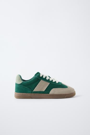 LEATHER TRAINERS - Green by Zara - Image 0