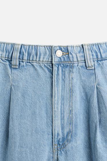 PANTALON DENIM CHINO COUPE AMPLE À PLIS - Bleu clair de Zara - Image 8