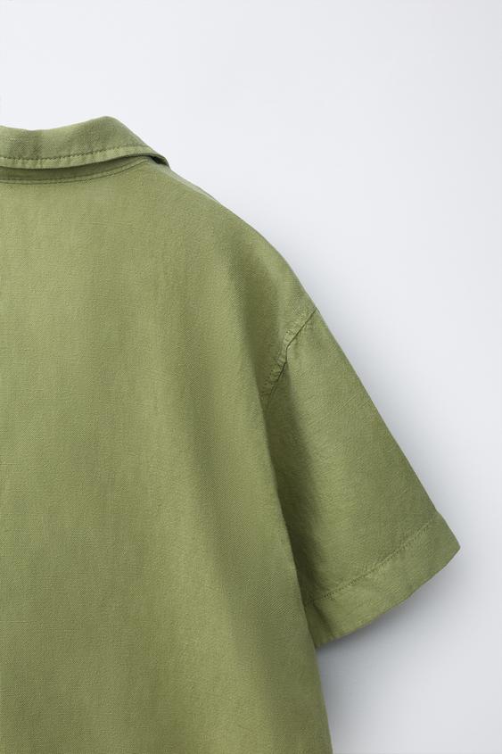 CHEMISE FLUIDE AVEC LIN - Vert olive de Zara - Image 3
