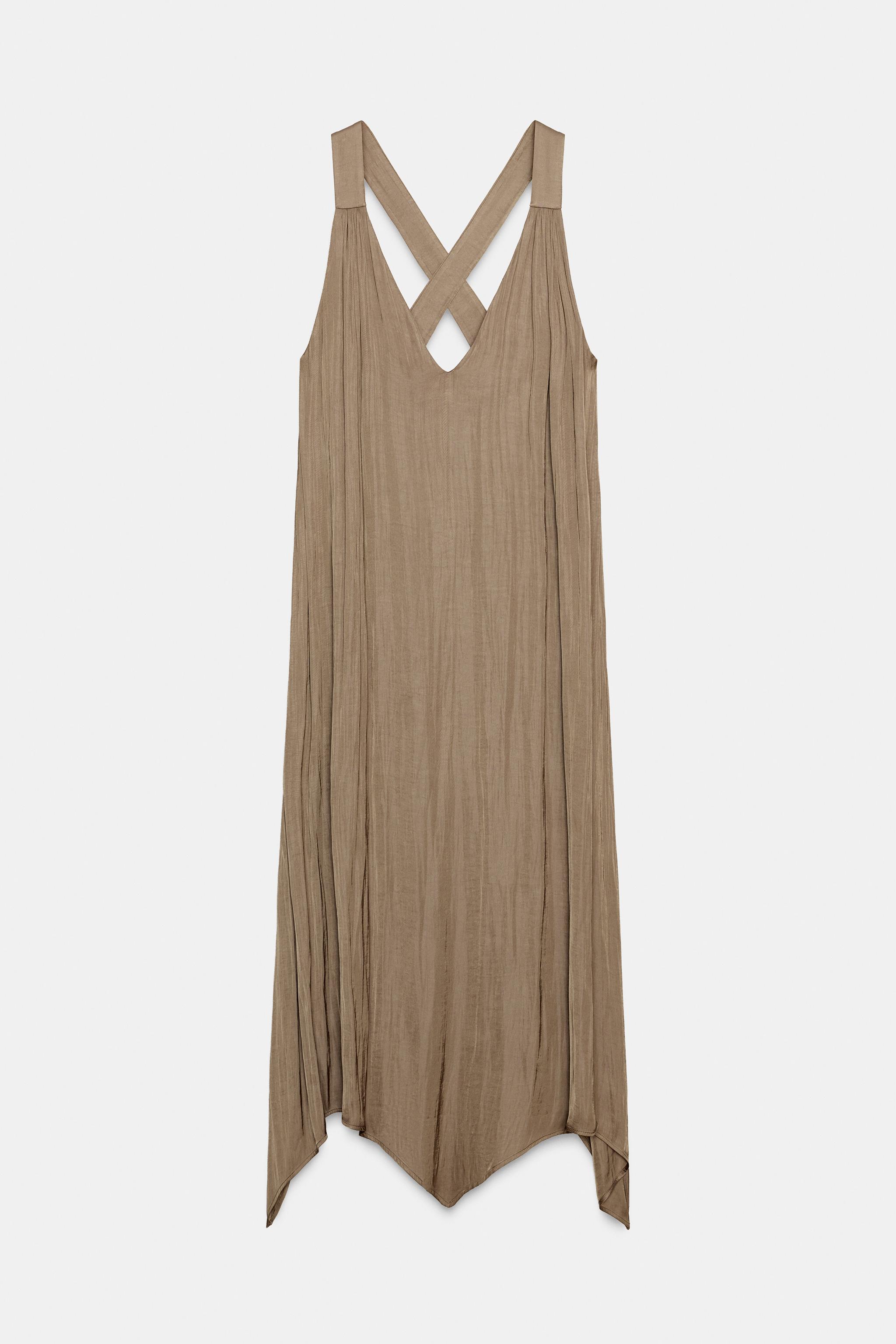 SATIN CROSS-BACK DRESS - Mocha | ZARA South Africa