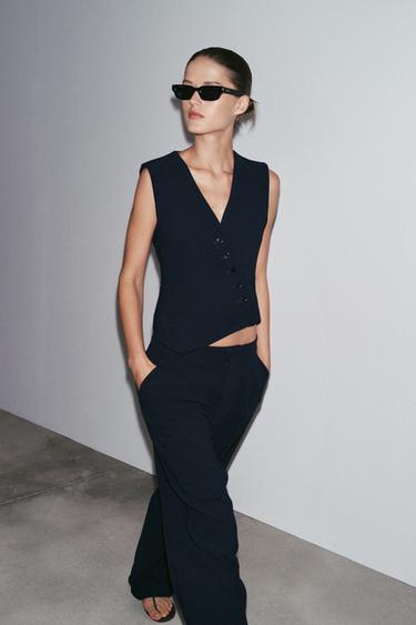 ZW COLLECTION ASYMMETRIC WAISTCOAT - Navy blue by Zara