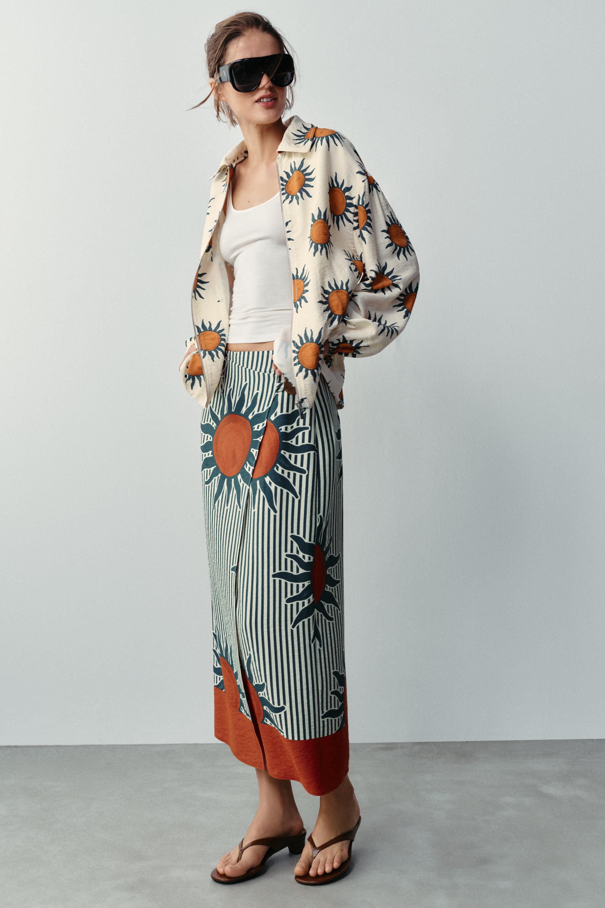 PRINTED MIDI SARONG SKIRT