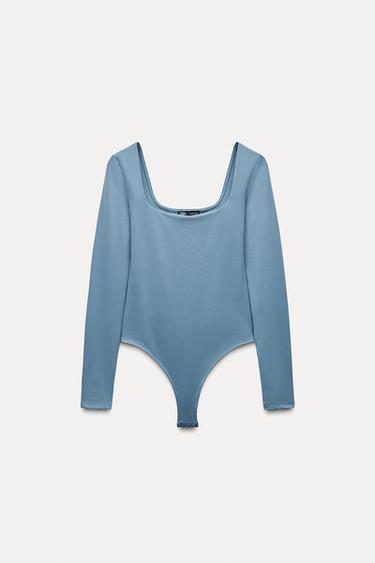 BODY POLIAMIDA ESCOTE CUADRADO - Azul / Gris de Zara
