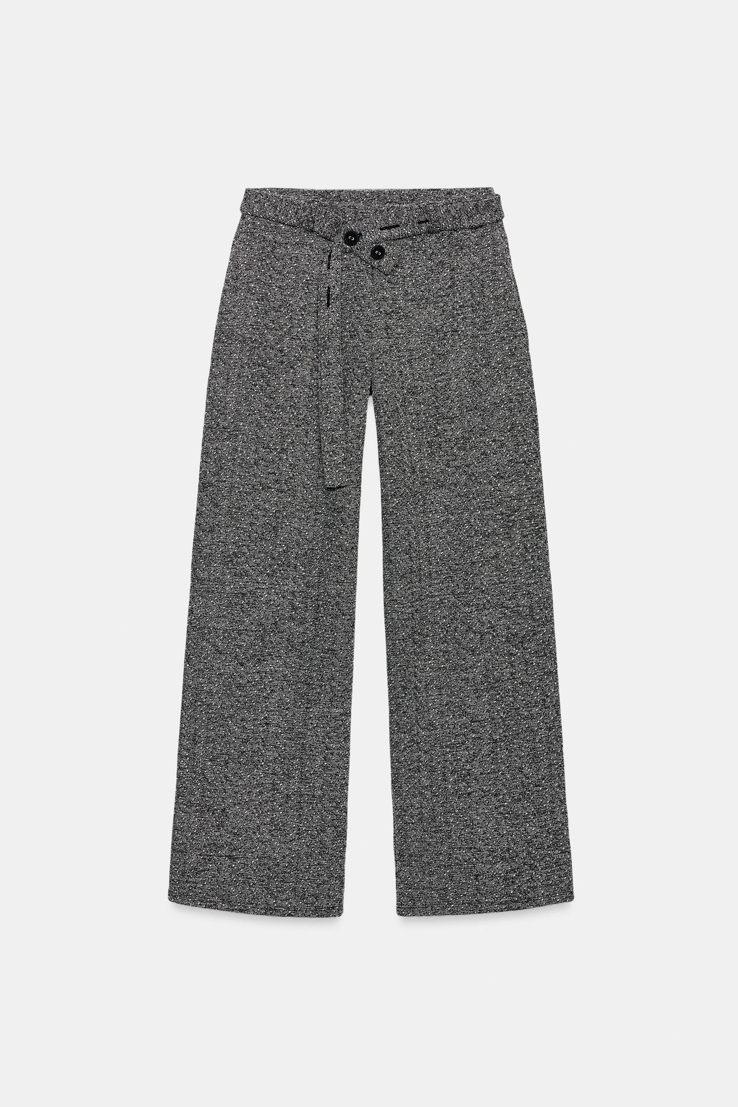Женские брюки Zara Textured Belted, цвет: Чёрный / Белый — фото 6