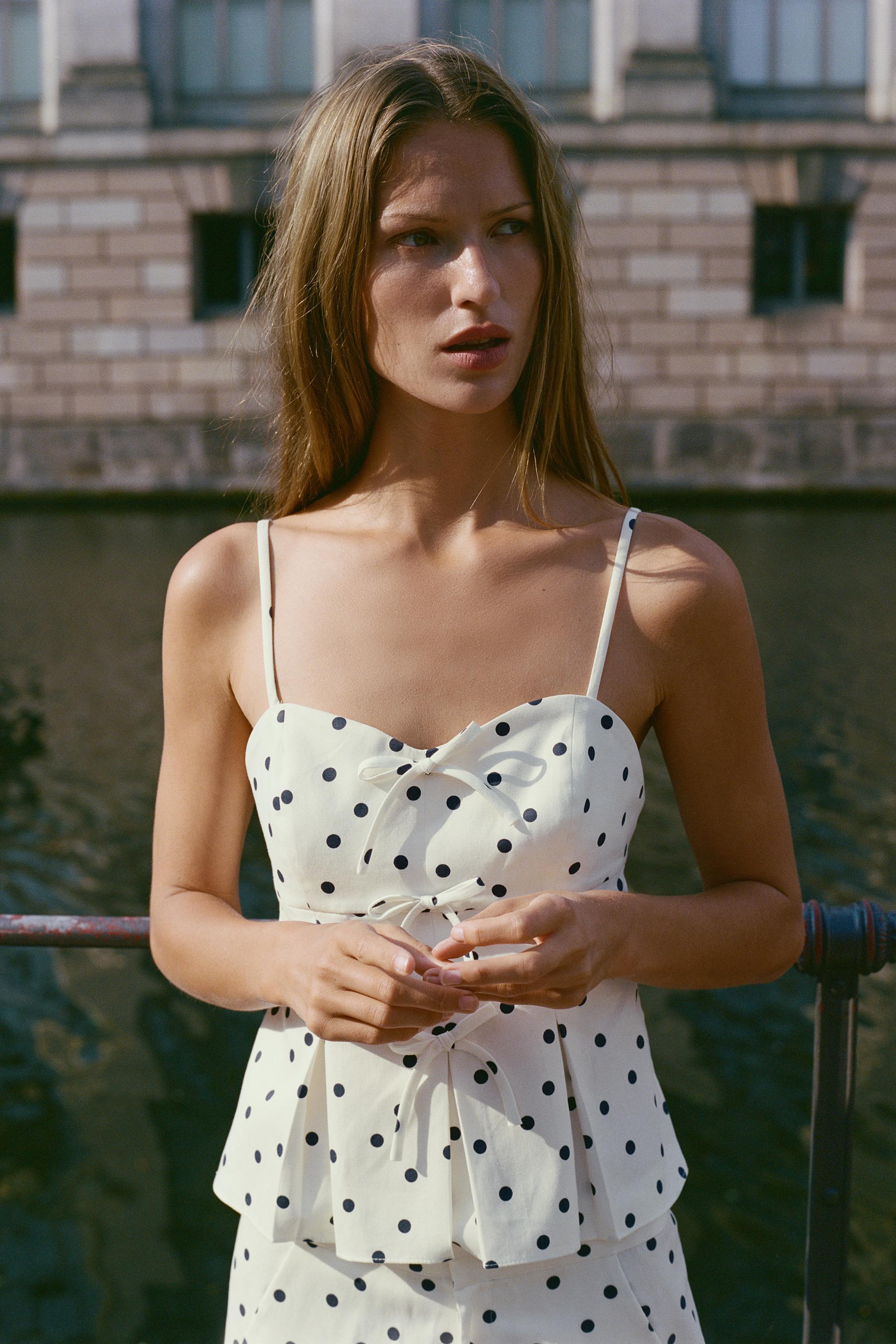Женские рубашки Zara POLKA DOT PEPLUM TOP — фото 3