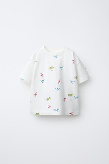 Zaras MÖNSTRAD T-SHIRT - Benvit - Bild 0