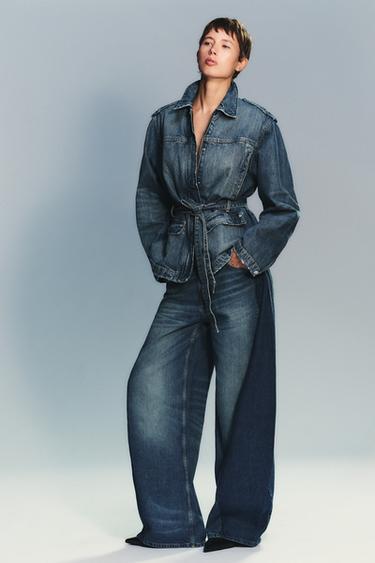 TRF LONG DENIM JACKET - Blue by Zara - Image 6