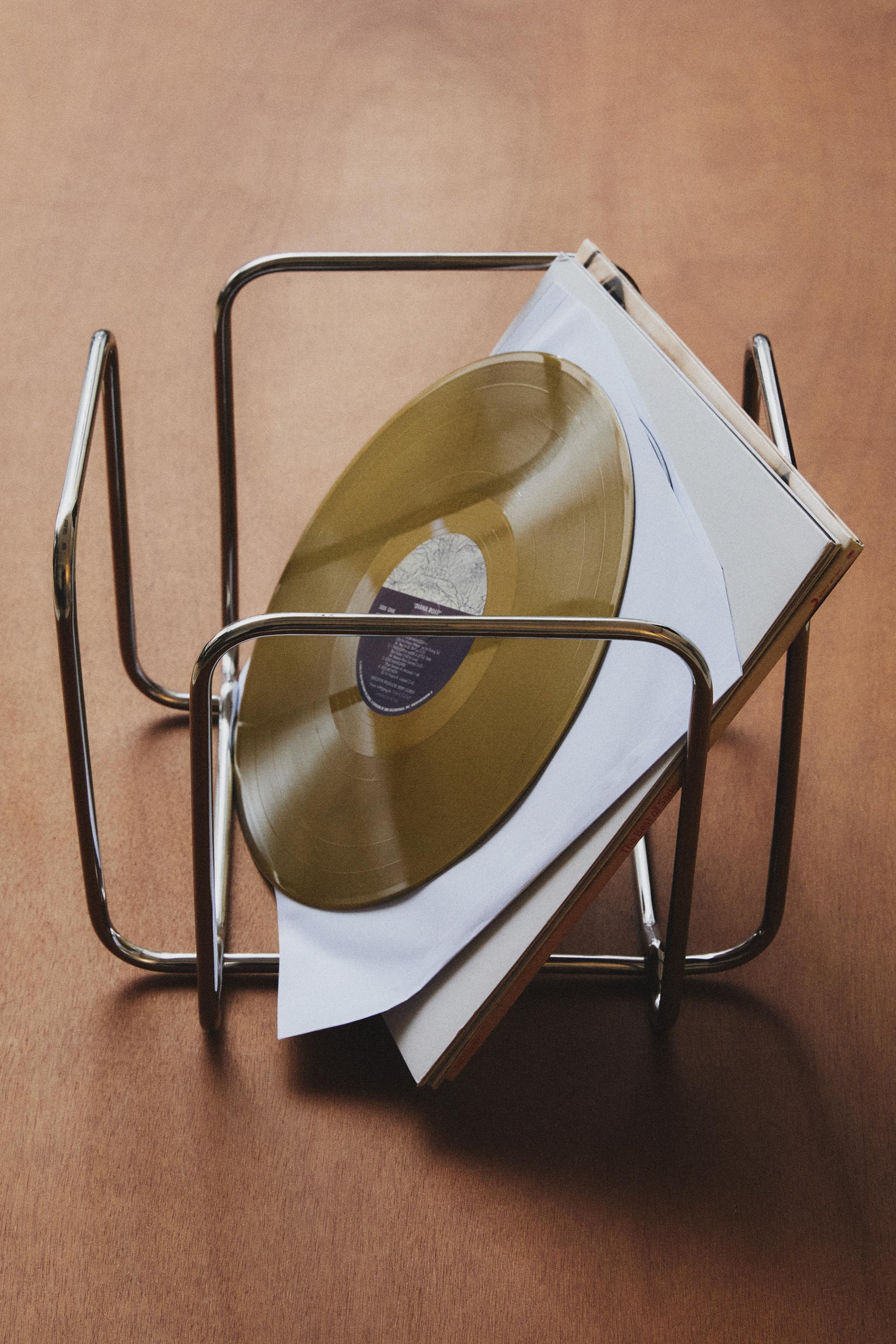 RANGEMENT VINYLES ACIER INOXYDABLE