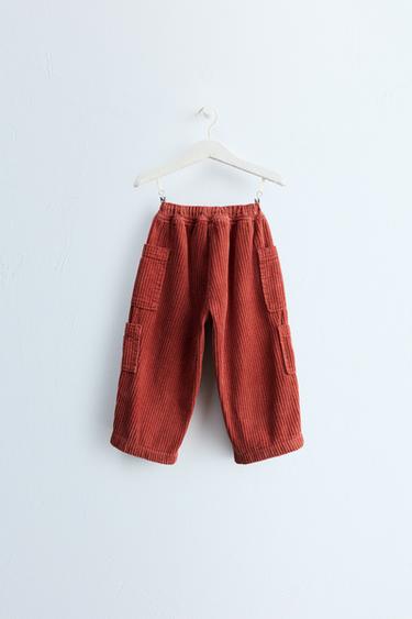 Zara Timeless Corduroy Cargo Pants — Russet 2
