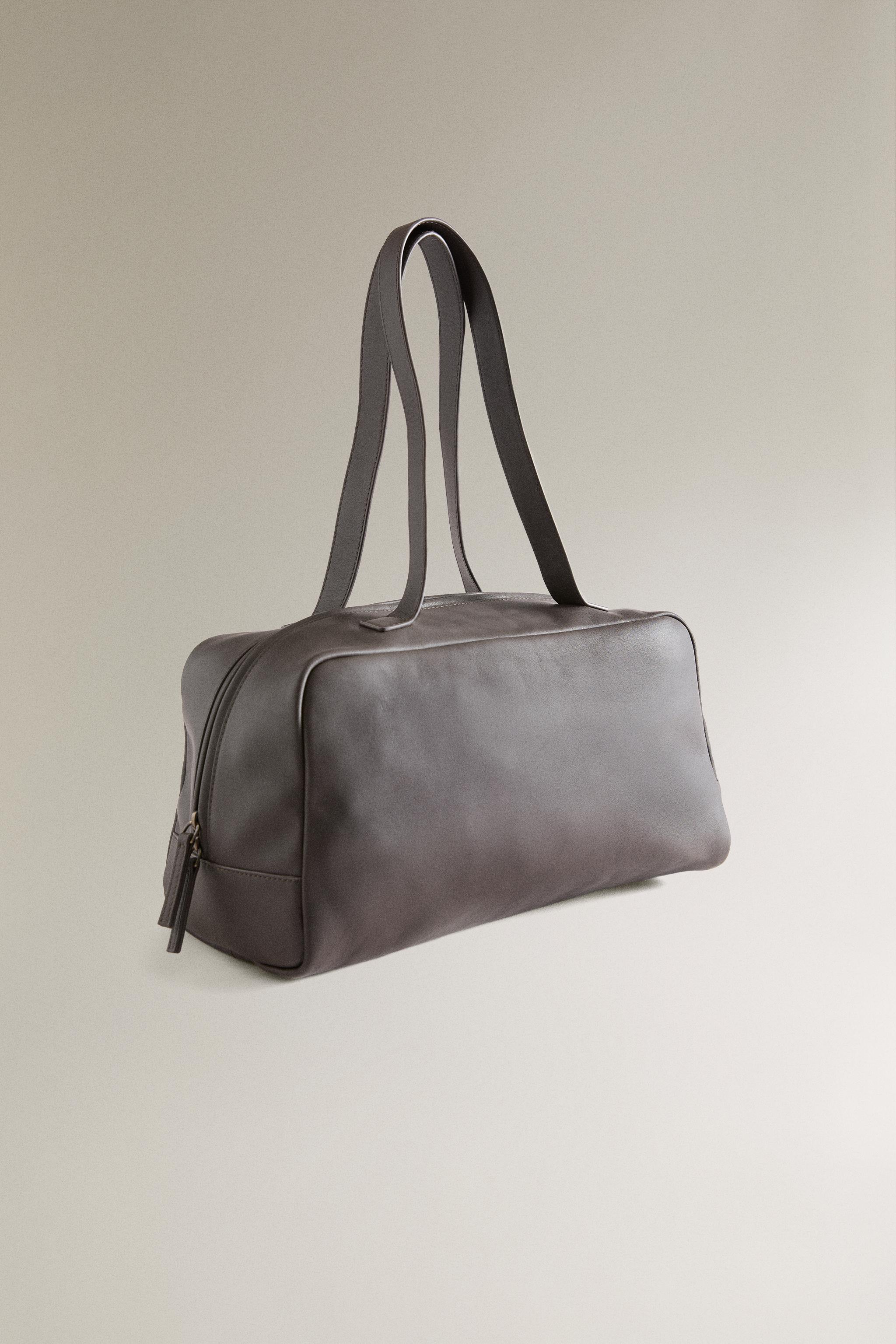 LEATHER MINI BOWLING BAG - Brown | ZARA United States