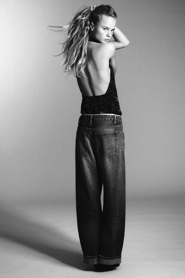 HALTER TOP WITH BEADED EMBROIDERY - Black by Zara