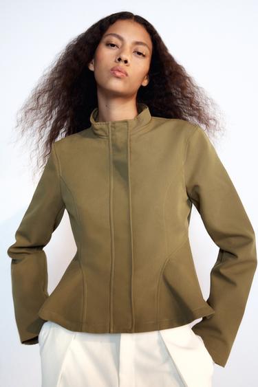 CAZADORA ENTALLADA PEPLUM - Khaki de Zara