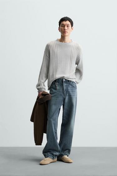 Zara STRUCTURED OPENWORK SWEATER - Pearl gray - Image 0