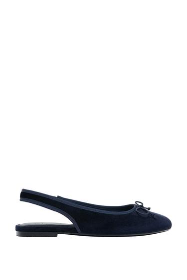 VELVET-EFFECT SLINGBACK BALLET FLATS - Blue by Zara