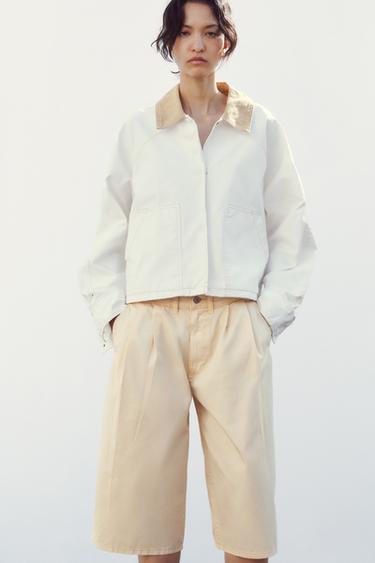 VESTE CIRÉE AVEC COL EN CONTRASTE - Blanc cassé de Zara - Image 6